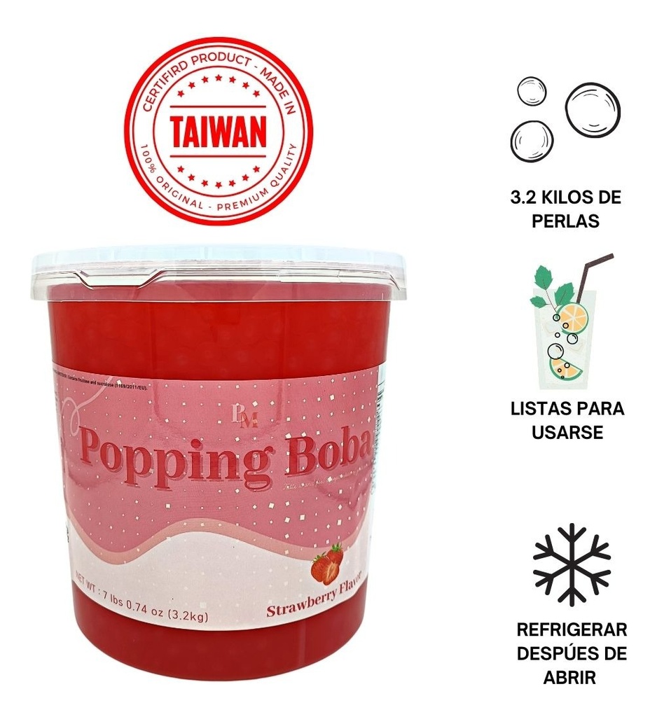 Perlas Explosivas Sabor Fresa 3.2 Kg Para Toppings O Sodas