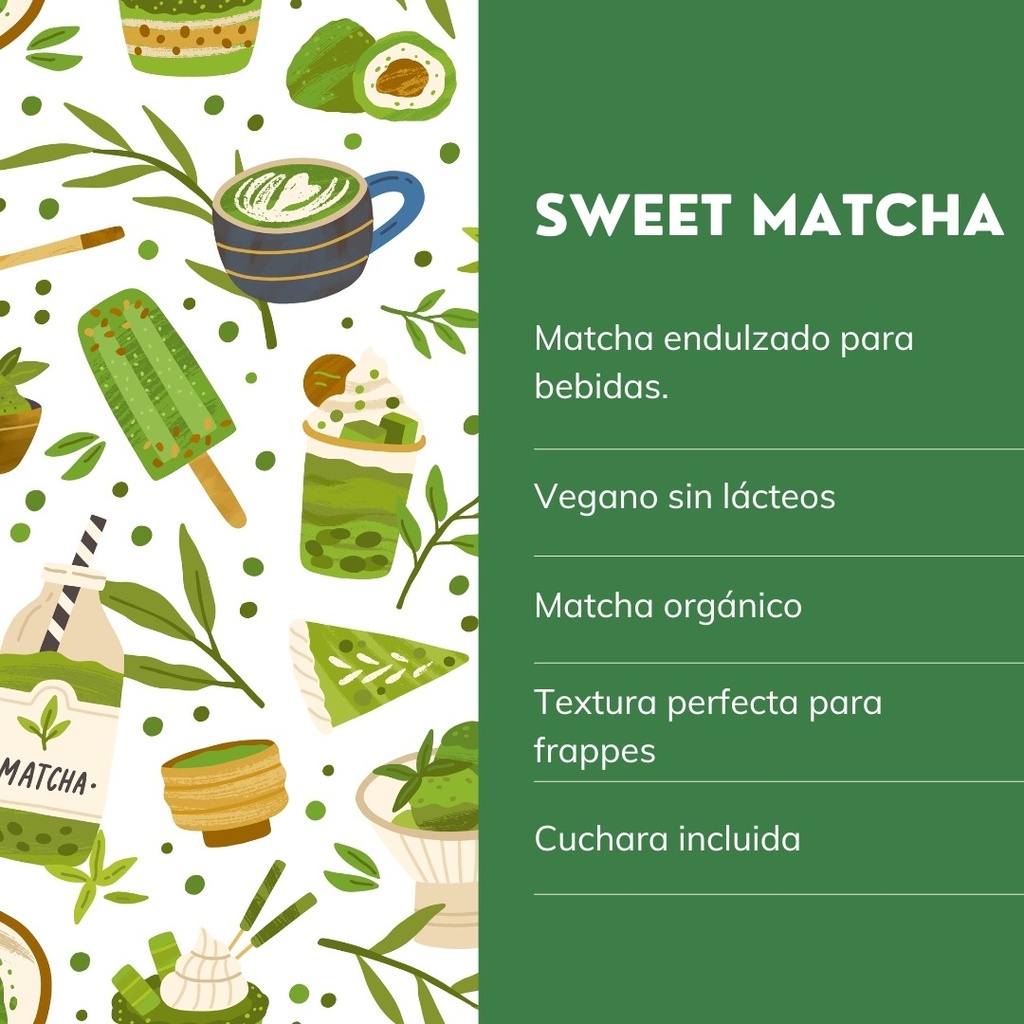 Matcha Endulzado 250g Con Azúcar Mascabado Para Bebidas Rica