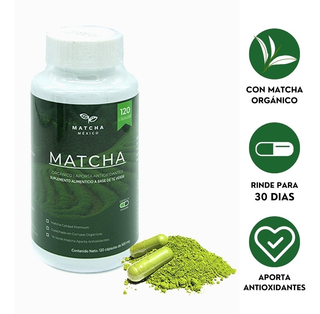 Cápsulas De Té Verde Matcha Orgánico 120 Cápsulas Veganas