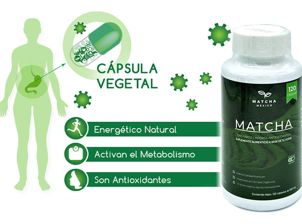 Cápsulas De Té Verde Matcha Orgánico 120 Cápsulas Veganas