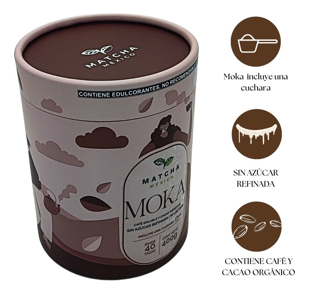 Moka En Polvo Sin Azúcar 400g - Café, Cacao Y Canela