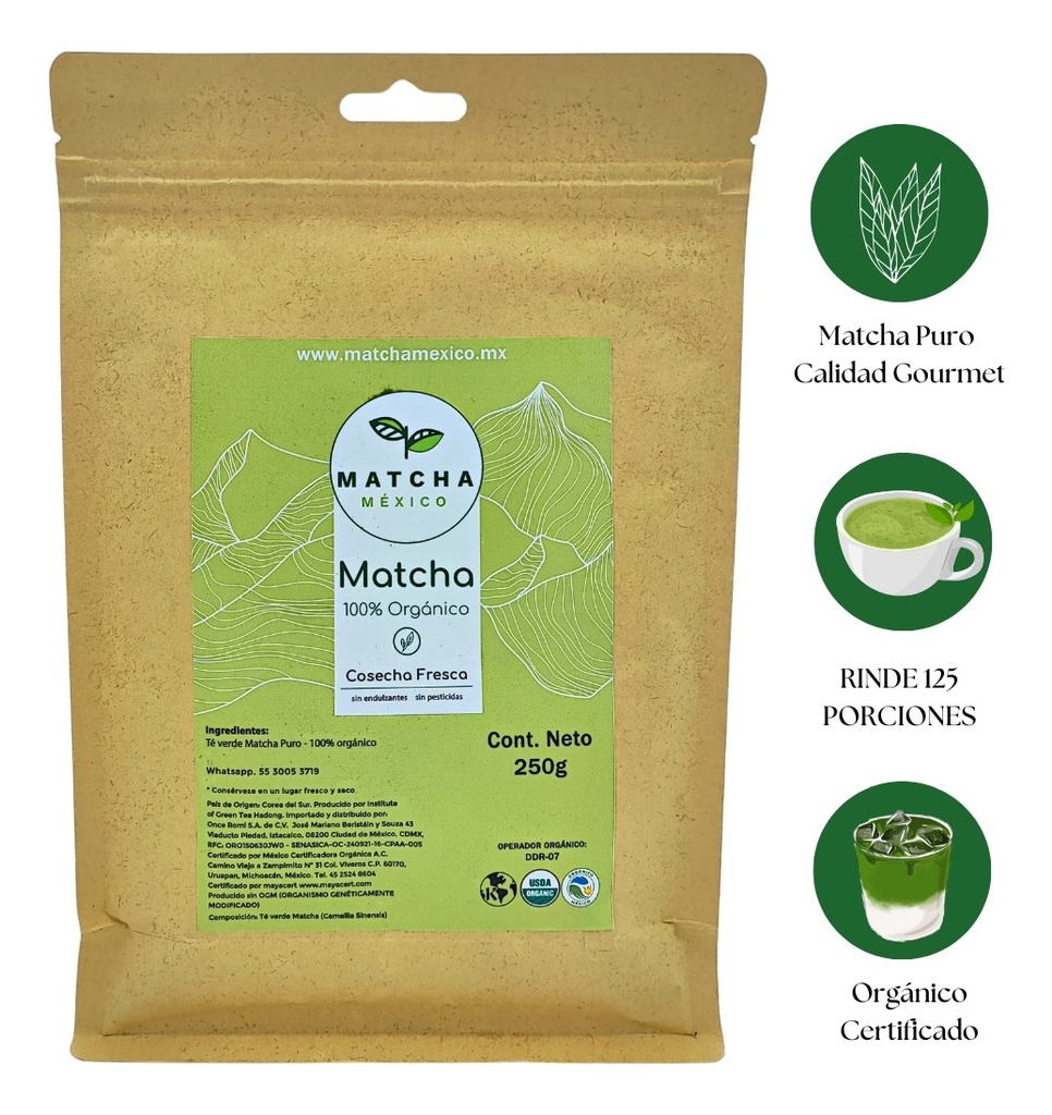 Matcha 250g Gourmet Orgánico 100% Puro Postres Y Bebidas