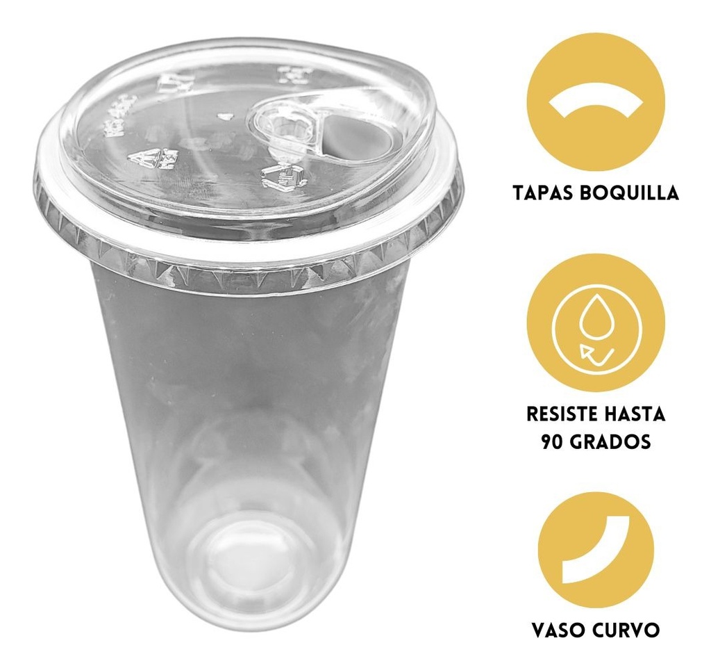 Vasos Curvos Pp 16 Oz 450 Ml Con Tapa Boquilla 200 Pzas