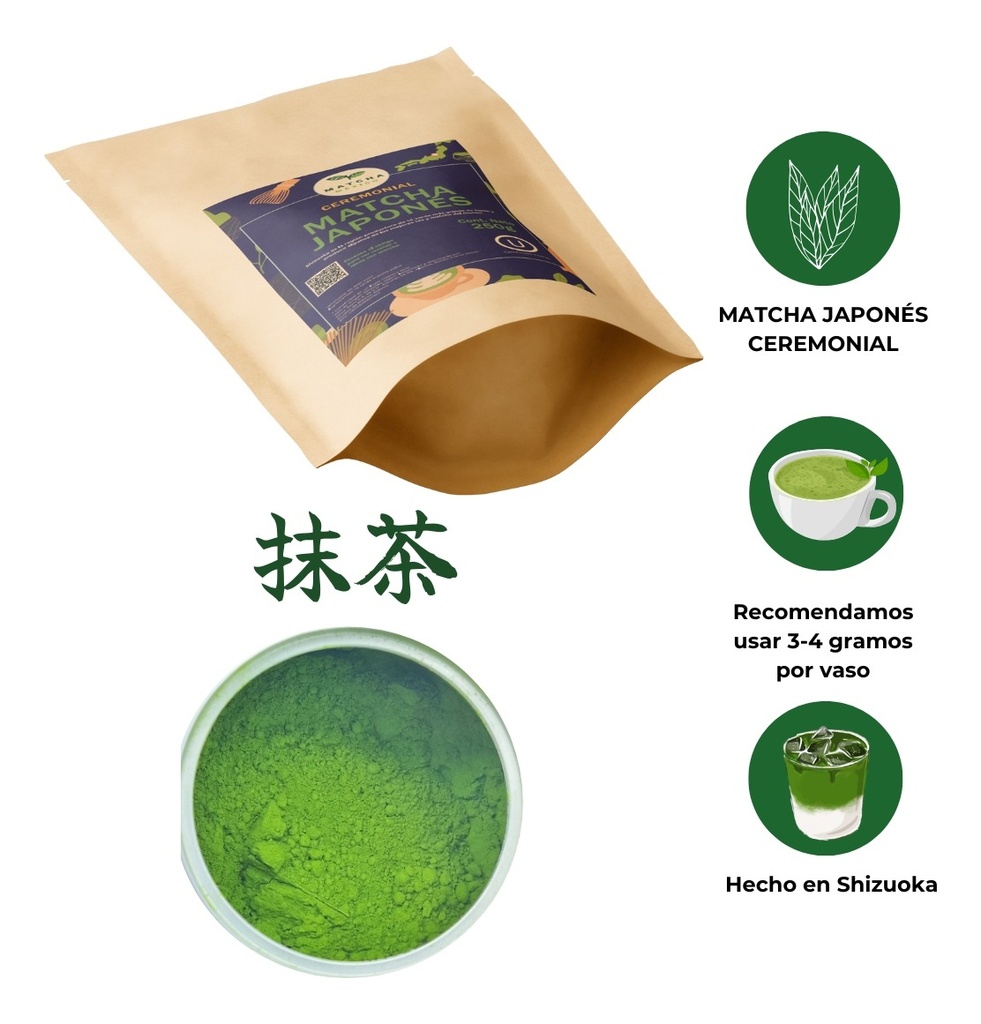 Matcha Japones 250g Grado Ceremonial 100% Puro Para Bebidas