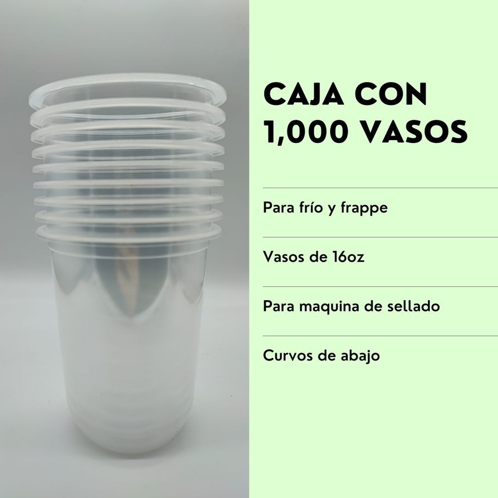 Vasos Curvos Pp 16 Oz 450 Ml Con Tapa Boquilla 200 Pzas