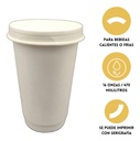 Vaso De Papel Beige 16 Oz / 470ml Con Tapa 400 Pz Doble Capa