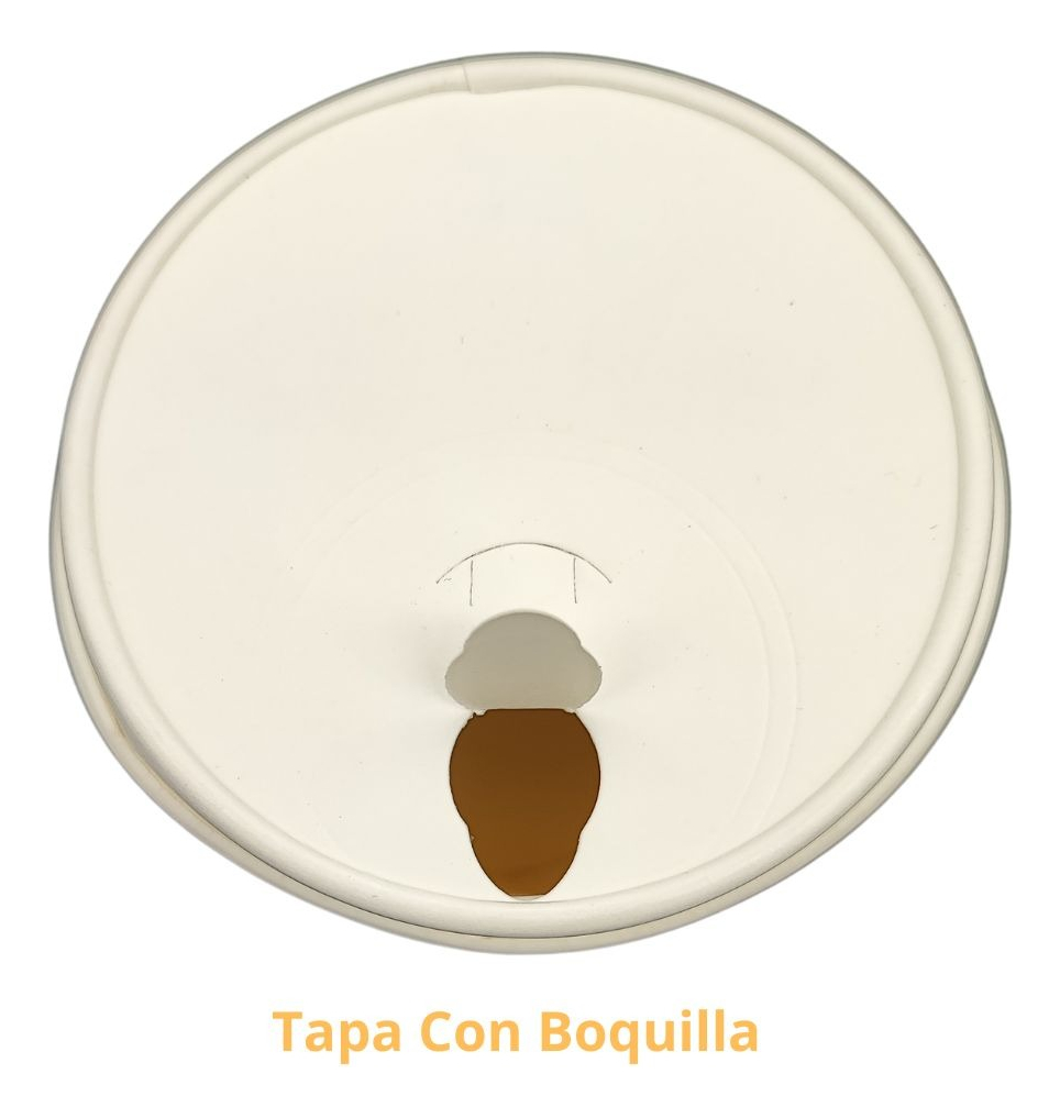 Vaso De Papel Beige 16 Oz / 470ml Con Tapa 400 Pz Doble Capa