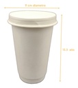 Vaso De Papel Beige 16 Oz / 470ml Con Tapa 400 Pz Doble Capa