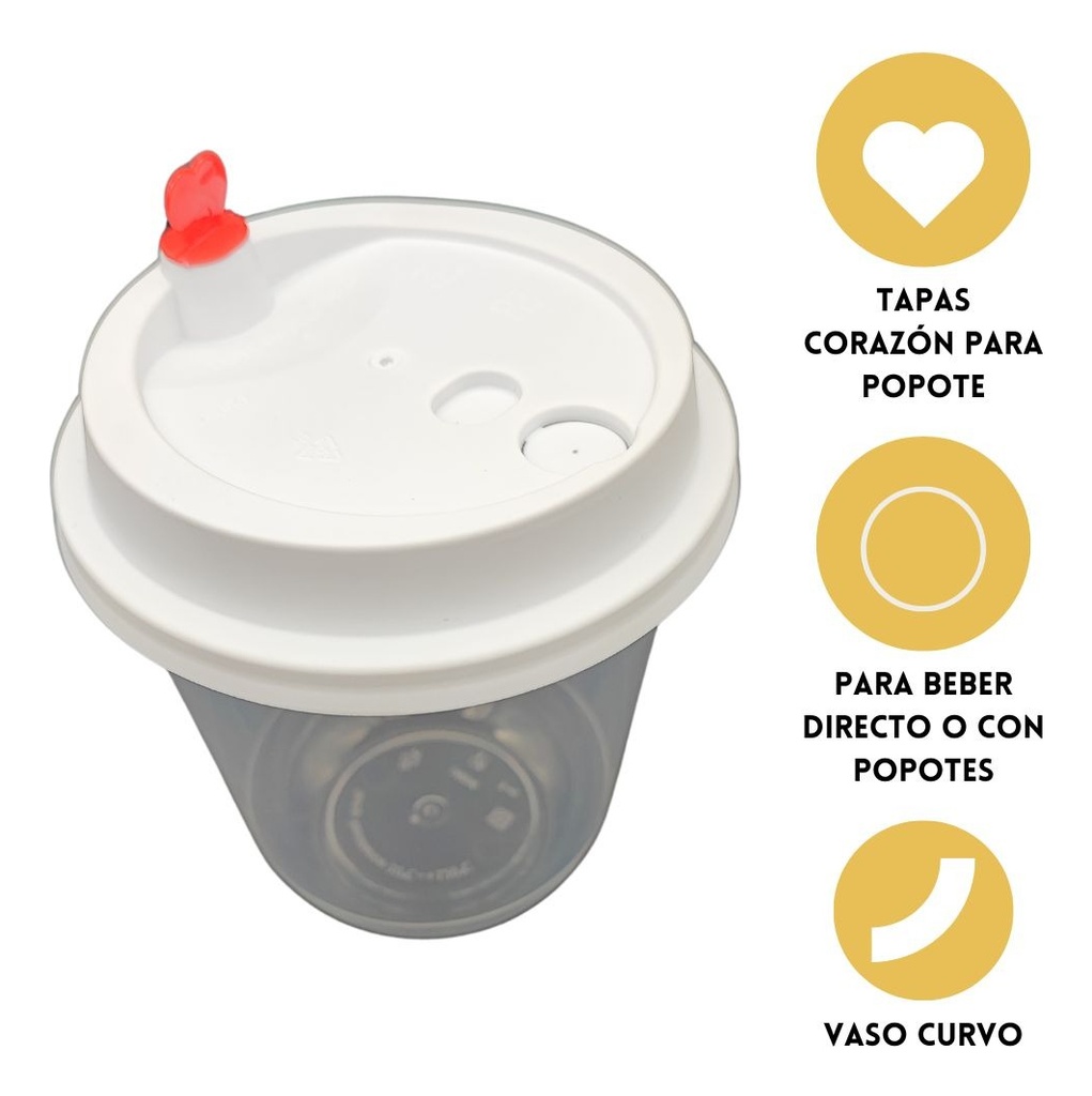 Vasos Con Tapa PP 90mm Corazon