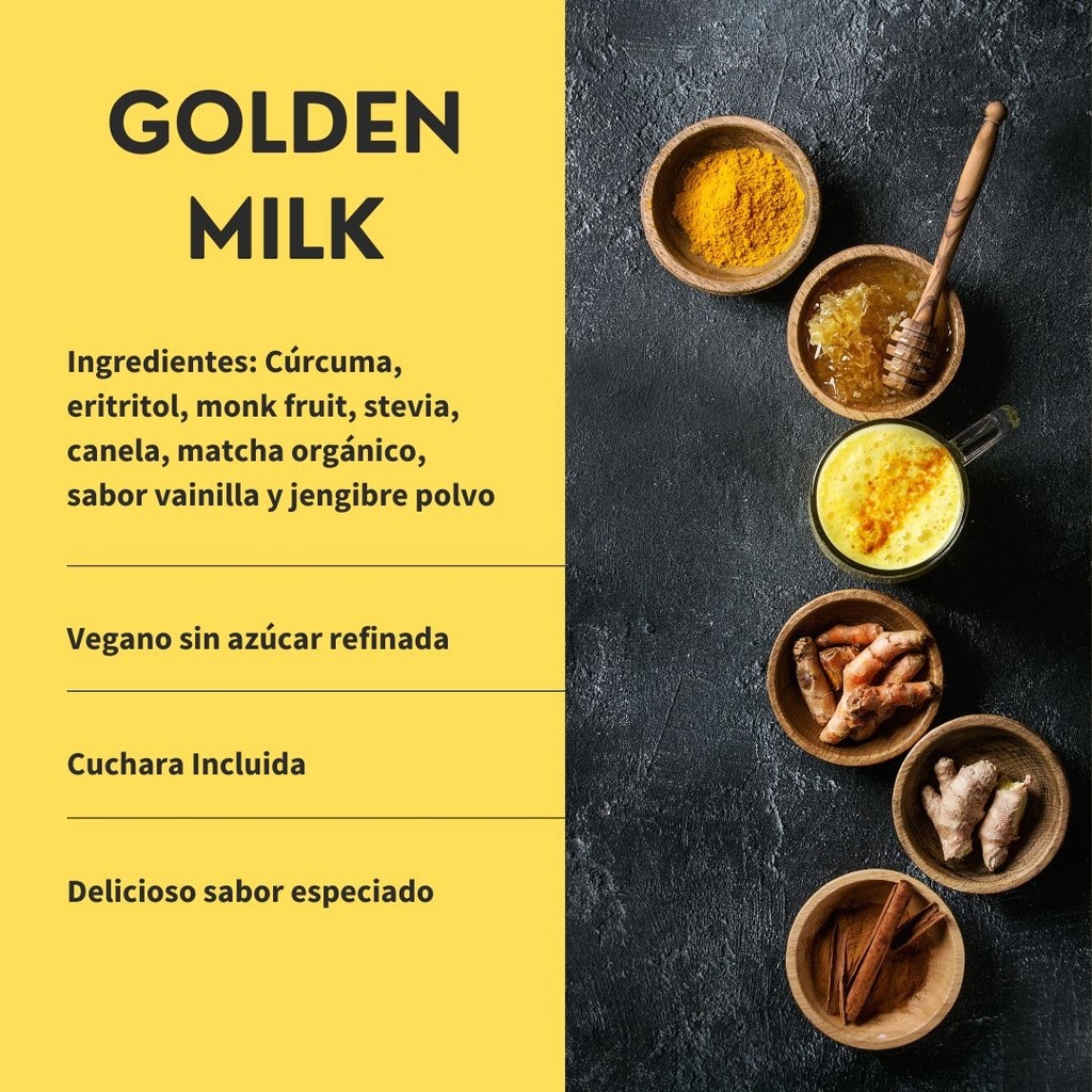 Cúrcuma Golden Milk 200g Para 20 Tazas Con Cuchara Incluida