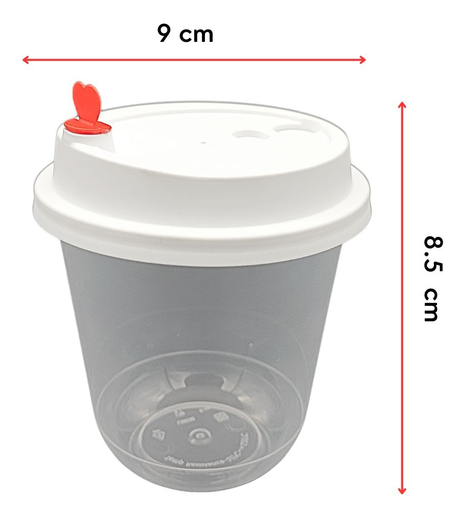 Vasos Con Tapa PP 90mm Corazon