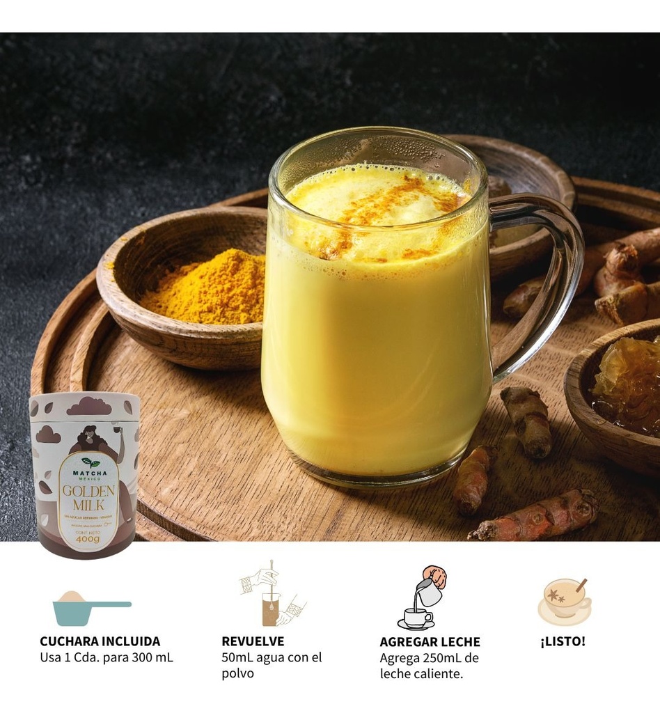 Cúrcuma Golden Milk 200g Para 20 Tazas Con Cuchara Incluida
