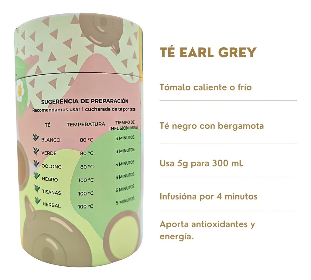 Té Negro Earl Grey 80g Para Infusión Para Digestion Energía