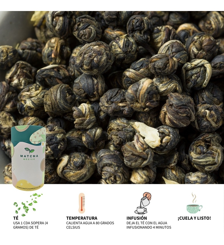 Té Jazmín Perlas 80g Para Infusión Aporta Antioxidantes