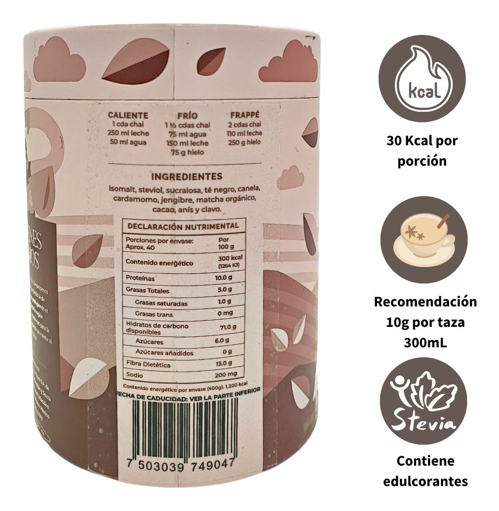 Chai Masala En Polvo 200g Sin Lácteos Con Hierbas Mexicanas 