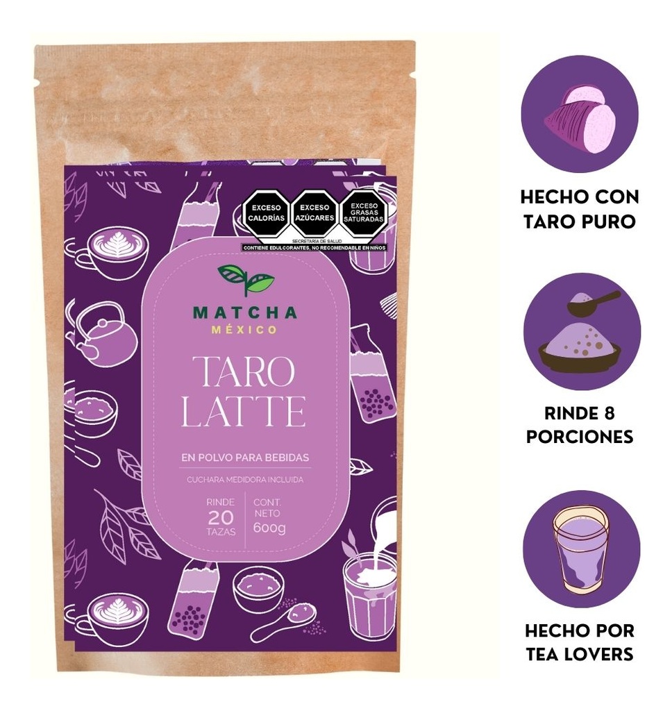 Taro Latte 600g Polvo Instantáneo Fácil De Preparar