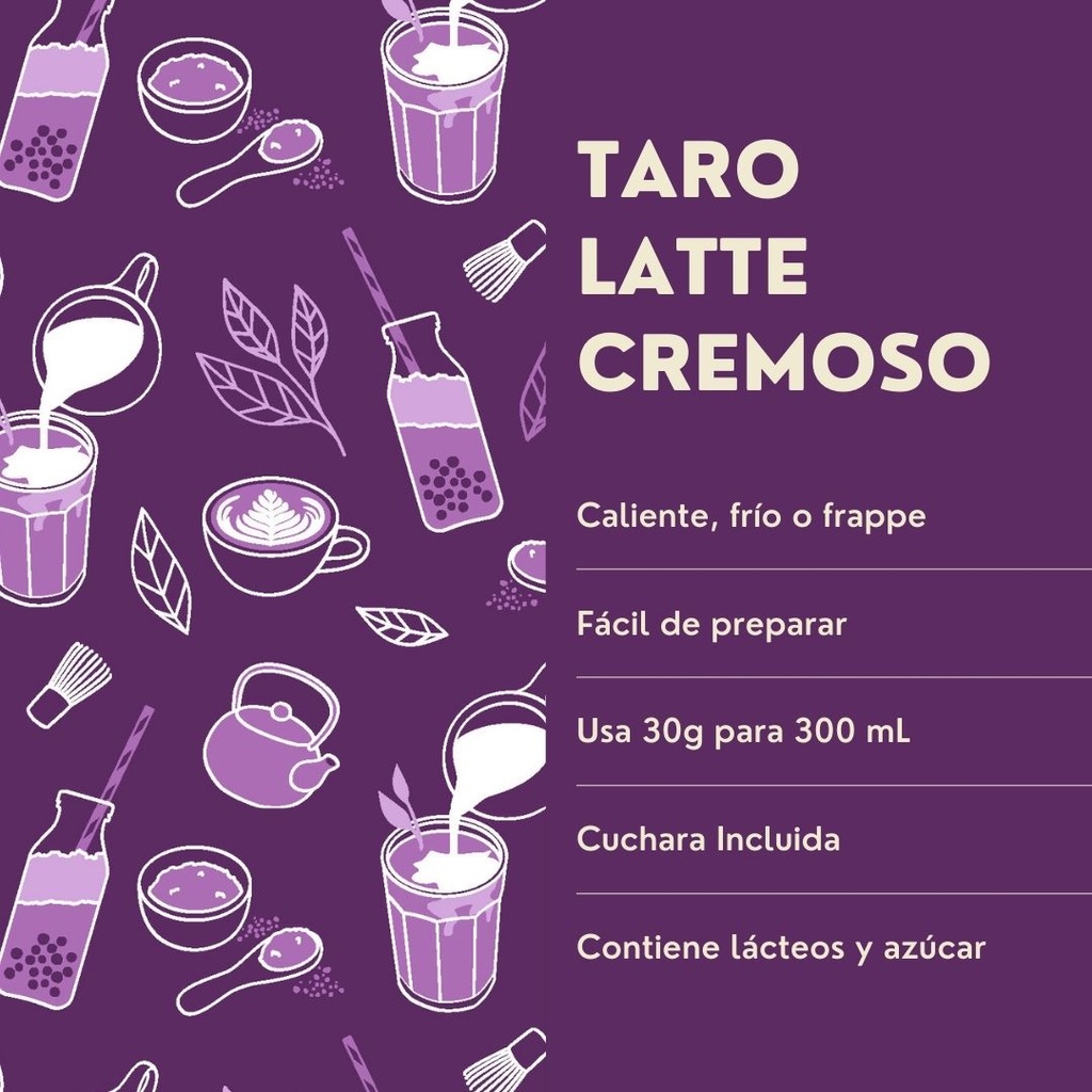Taro Latte 600g Polvo Instantáneo Fácil De Preparar