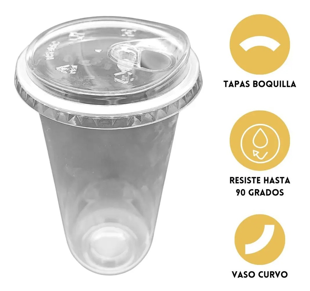 Vasos Curvos Pp 16 Oz 450 Ml Con Tapa Boquilla 500 Pzas
