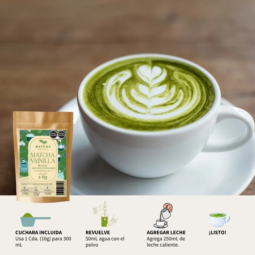 Matcha Con Vainilla 250g Endulzado Con Azúcar Mascabado