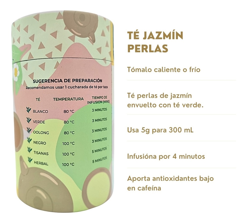 Té Jazmín Perlas 80g Para Infusión Aporta Antioxidantes