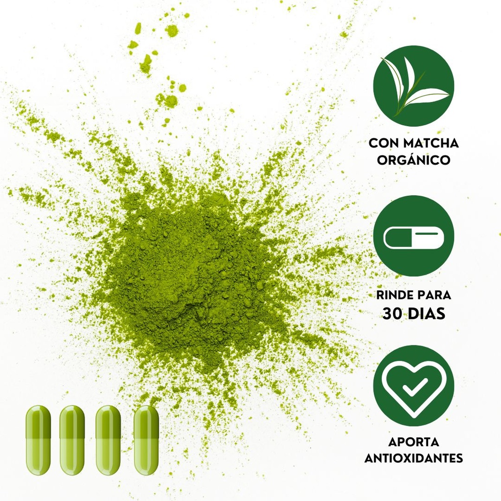 Cápsulas De Té Verde Matcha Orgánico 120 Cápsulas Veganas