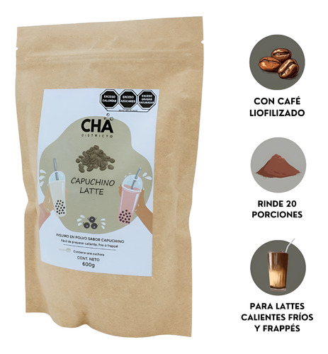 Capuchino Latte 600g Polvo Para Bebidas Calientes y Frappes